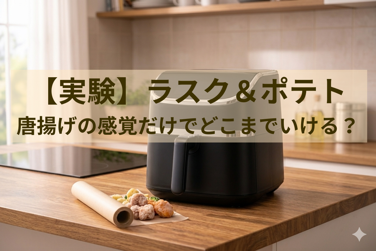 【COSORI活用術】食パンラスクもジャーマンポテトも！「唐揚げの成功体験」だけで挑むズボラ飯実験