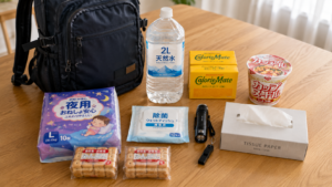 とりあえず「要るよね」と詰め込んだ我が家の防災リュックの中身。